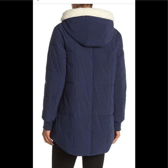 Marc  New York faux shearling lined hooded puffer coat size M - Picture 3 of 14